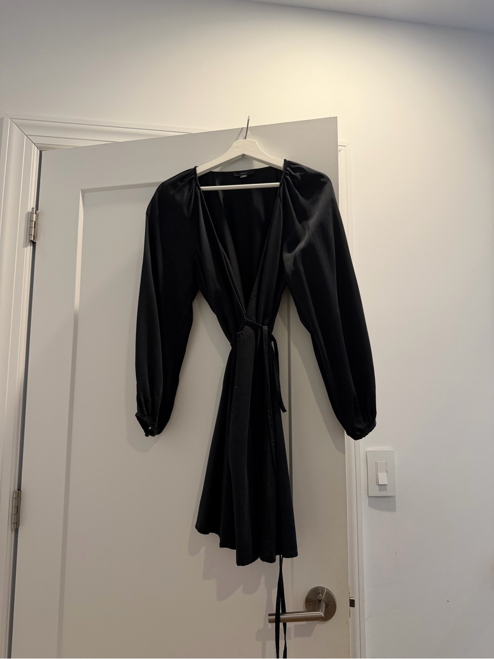 J. Crew Black Long-Sleeve Wrap Dress